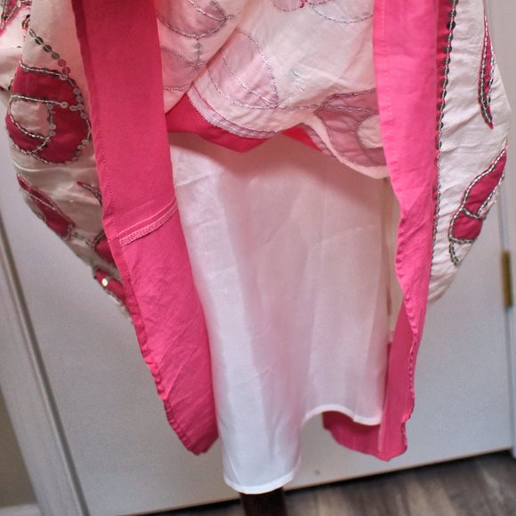 NWT BCBGMAXAZRIA Sequin Rose Dress - Spaghetti Strap Pink & White Striped Size 4 - Picture 6 of 9